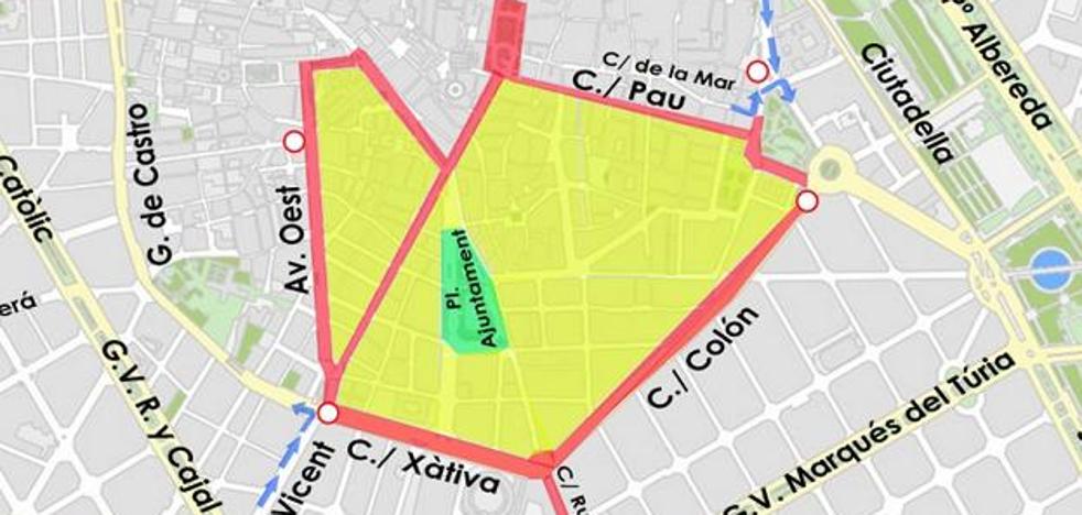 Colón y Ruzafa, cortadas por la primera mascletà de Fallas
