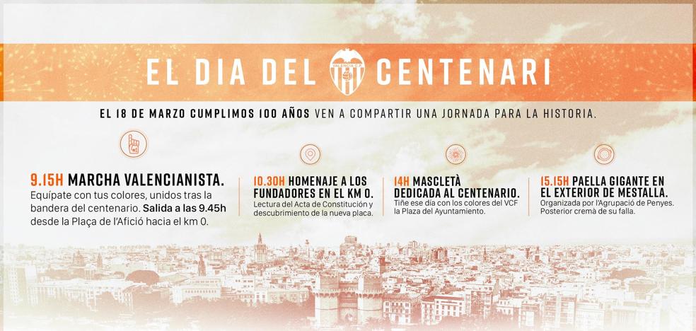 Todos los actos del Centenario del Valencia CF: horarios y programa oficial