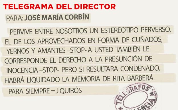 Telegrama para José María Corbín