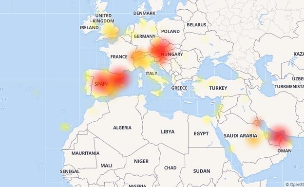 El mapa de la caída mundial de WhatsApp, Instagram y Facebook