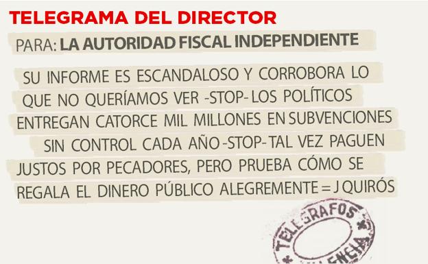 Telegrama para la Autoridad Fiscal Independiente