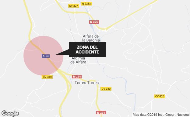 Un motorista fallece en un accidente de tráfico en Algimia de Alfara