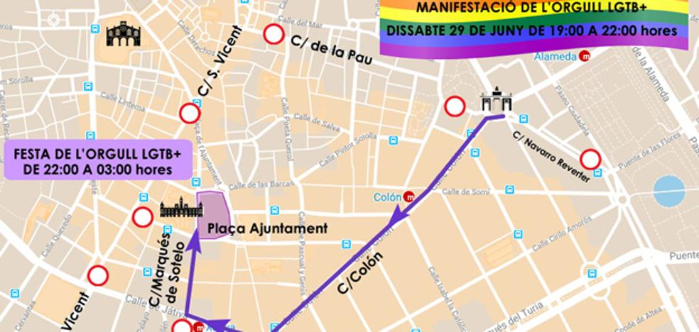 Calles cortadas hoy sábado en Valencia por la manifestación del Orgullo LGTB+, la Feria de julio y una carrera solidaria