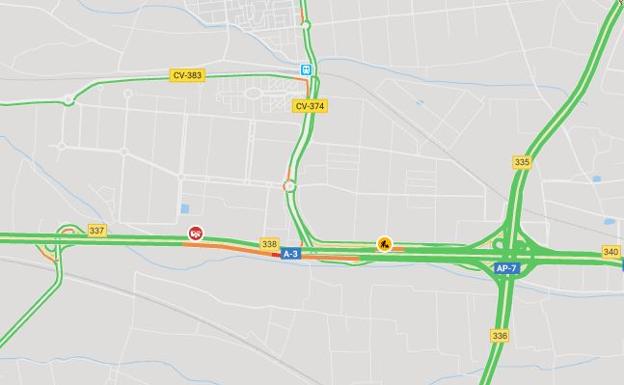 Se normaliza la circulación tras la retención de dos kilómetros en la A-3 a la altura de la entrada del by-pass