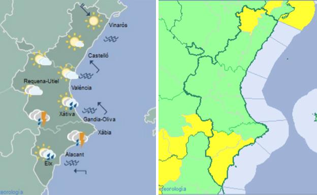 El tiempo este jueves en la Comunitat: Aemet activa dos alertas