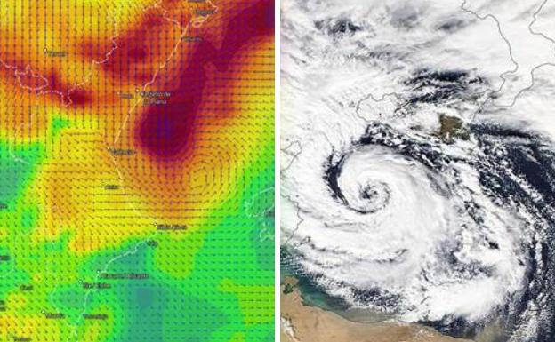 Diques y cortes de carreteras en la Marina ante la irrupción del temporal con tormentas de granizo