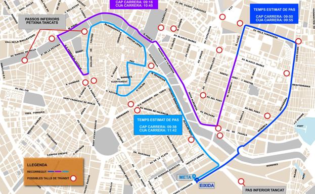 Calles cortadas en Valencia por el Medio Maratón 2019