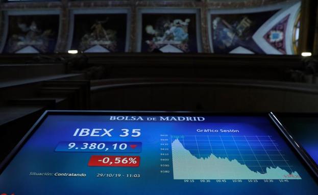 El Ibex-35 cierra a la baja, pero preserva los 9.400 puntos