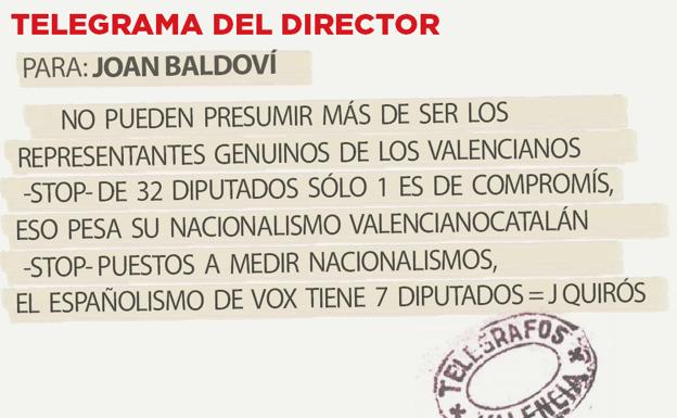 Telegrama para Joan Baldoví