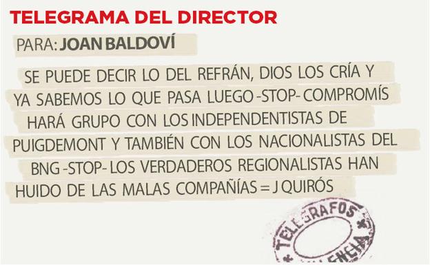 Telegrama para Joan Baldoví