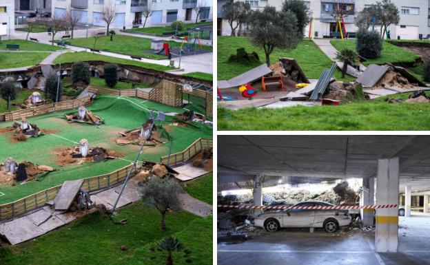 Un parque infantil se hunde sobre un aparcamiento subterráneo en Santander