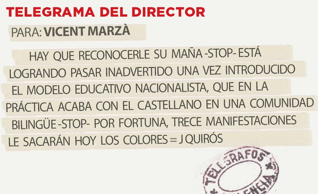 Telegrama para Vicent Marzà