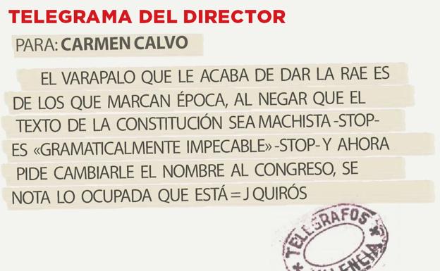 Telegrama para Carmen Calvo