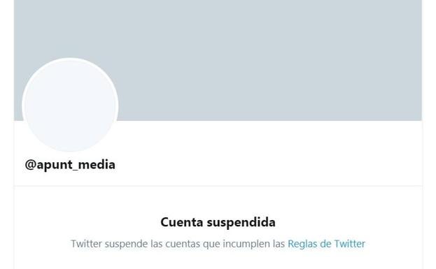 Twitter suspende la cuenta principal de À Punt