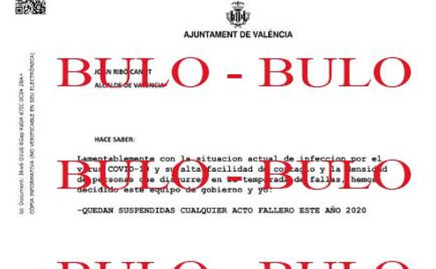 El Ayuntamiento de Valencia alerta de los bulos de suspensión de actos en Fallas por la crisis del coronavirus
