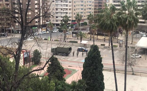 Camiones del ejército llegan a Gandia para planificar actuaciones