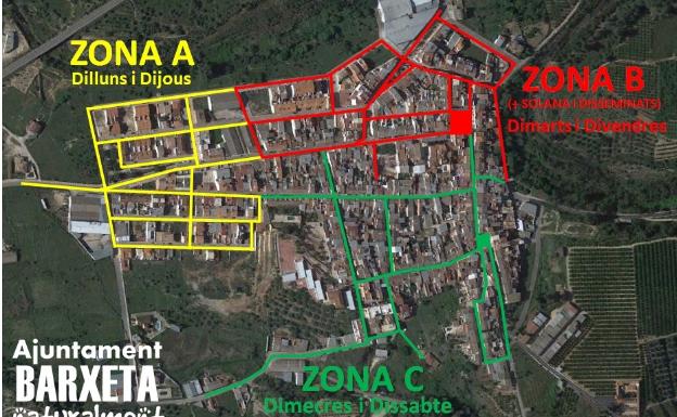 Barxeta divide el municipio en tres áreas para repartir las salidas de los vecinos en diferentes días