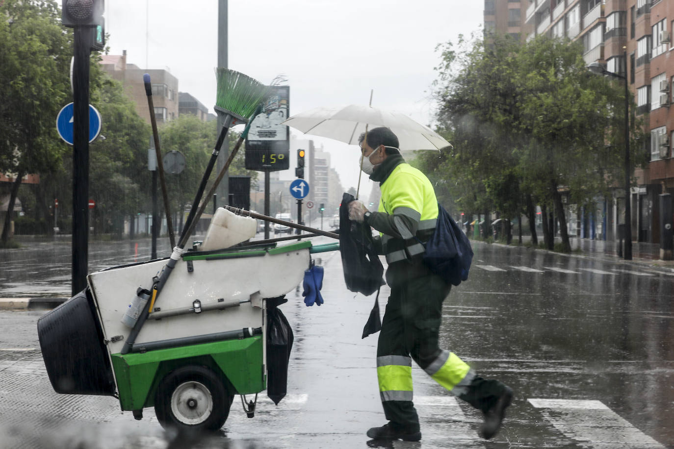 Lluvia en Valencia, durante el coronavirus