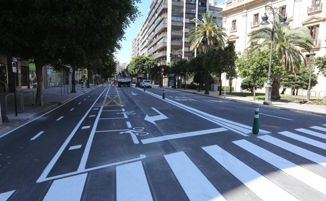La calle Colón de Valencia ya tiene un solo carril para el tráfico
