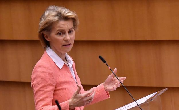 La presidenta de la Comisión, Ursula von der Leyen, esta semana en el Parlamento Europeo../AFP