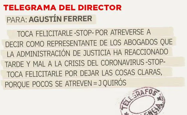 Telegrama para Agustín Ferrer