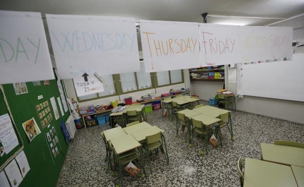 Aula de un centro escolar durante la pandemia del coronavirus./Jesús Signes