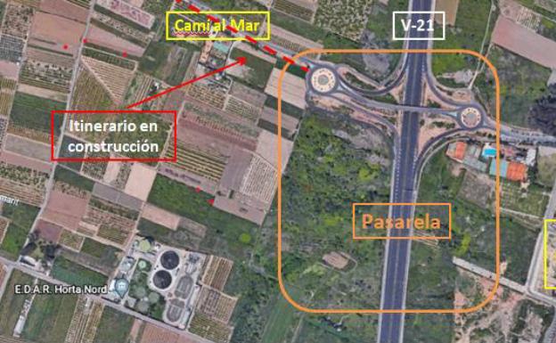 Licitan la redacción del proyecto de la pasarela sobre la CV-21 en La Pobla que une el casco urbano con la playa