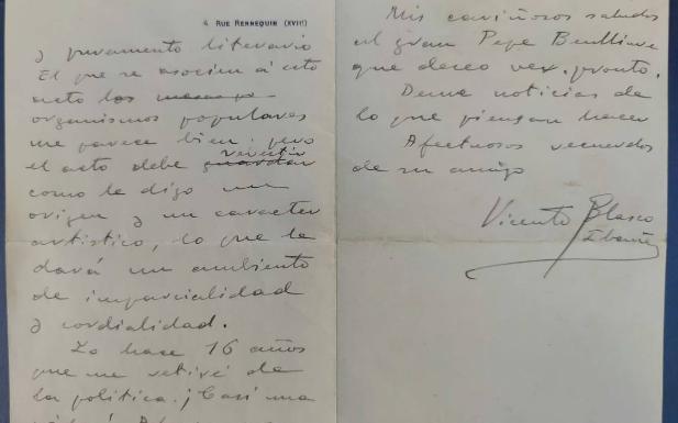 Una carta de Blasco Ibáñez de 1920 sale a la luz