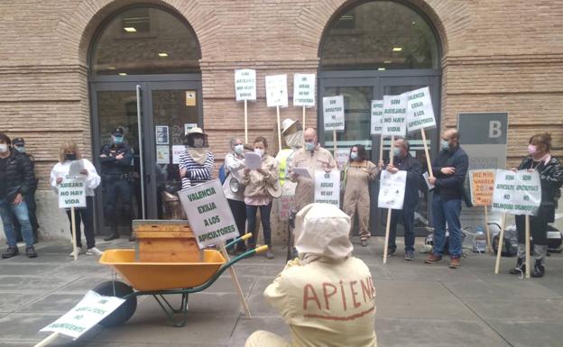 Una manifestación de apicultores colapsa Tres Cruces y Avenida del Cid