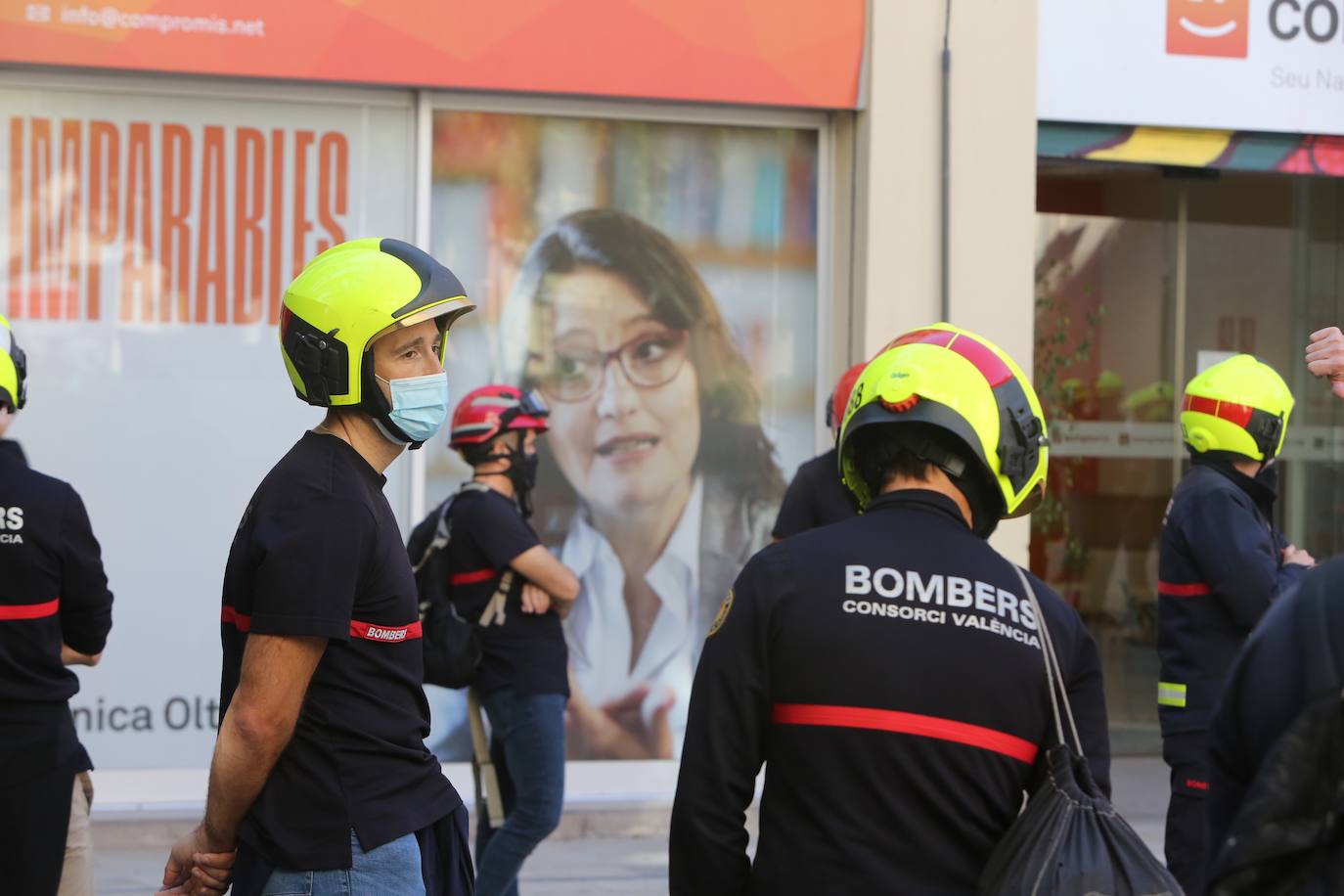 Protesta de bomberos en Valencia