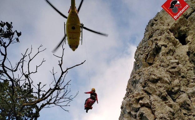 Herido un escalador en Castalla al caer desde 5 metros de altura y fracturarse la tibia