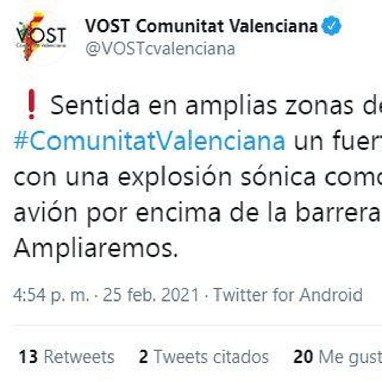 Una explosión sónica causa la alarma en Camp de Turia