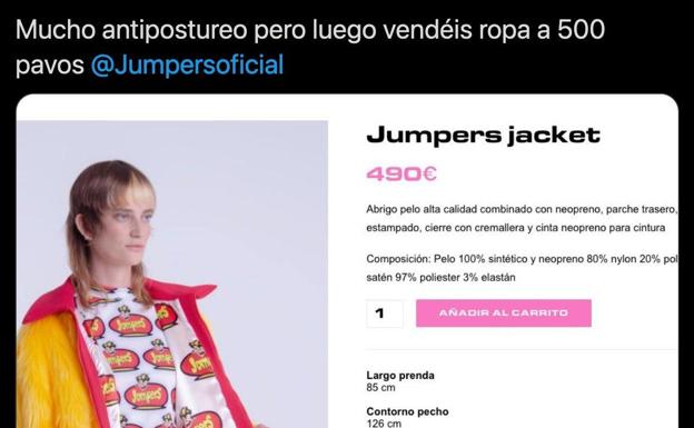 La chaqueta viral de la marca de 'snacks' Jumpers que se vende por 490 euros