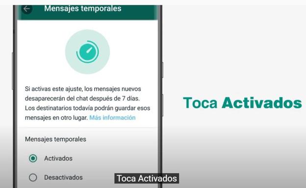 Cómo activar los mensajes temporales de Whatsapp en Android, Iphone (iOS) o en el ordenador