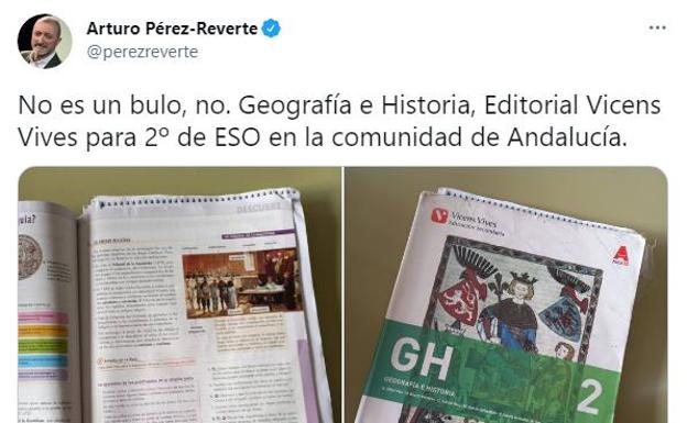 Arturo Pérez-Reverte carga contra los libros de texto de 2º de la ESO «escritos por idiotas para fabricar idiotas»