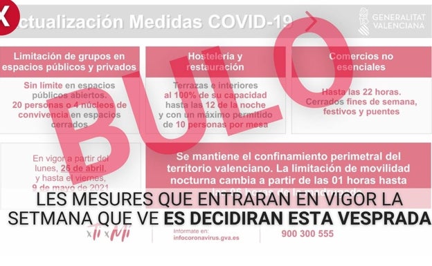 Advertencias sanitarias sobre un engaño que difunde la relajación de las restricciones en la Comunidad Valenciana