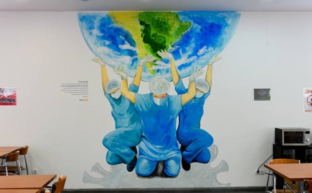 Un mural para homenajear al personal sanitario