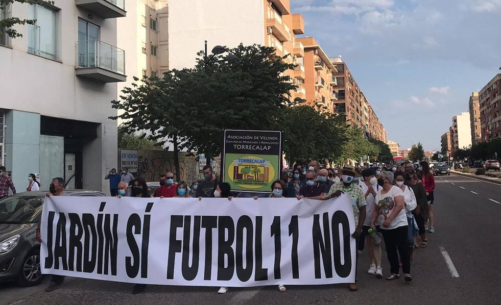 Protesta contra un campo de fútbol en Valencia