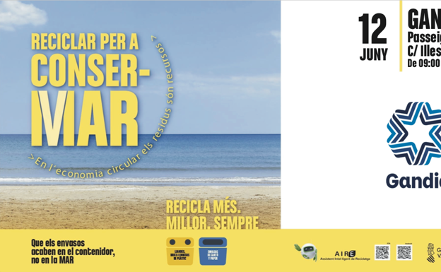 Campaña en la playa de Gandia para concienciar de la importancia del reciclaje