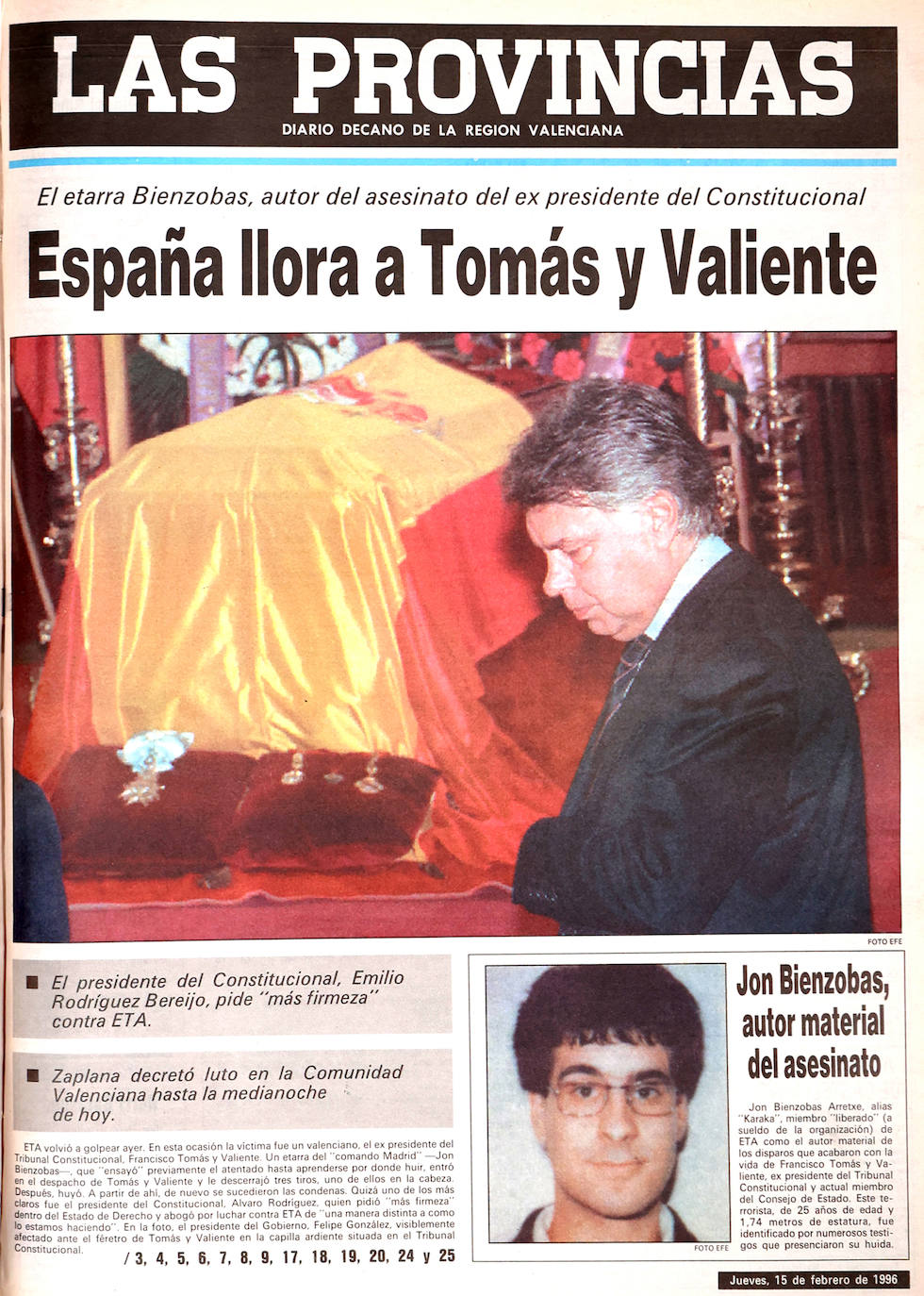 Las portadas de LAS PROVINCIAS del terrorismo