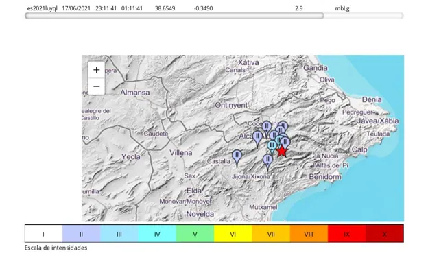Alcoleja registra un terremoto de 2,9 que se deja notar en l'Alcoià y el Comtat
