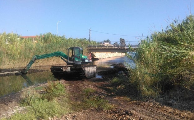 Dénia limpia en pleno verano la desembocadura del río Girona