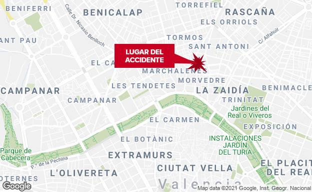 Un hombre resulta herido en un accidente de moto en Valencia