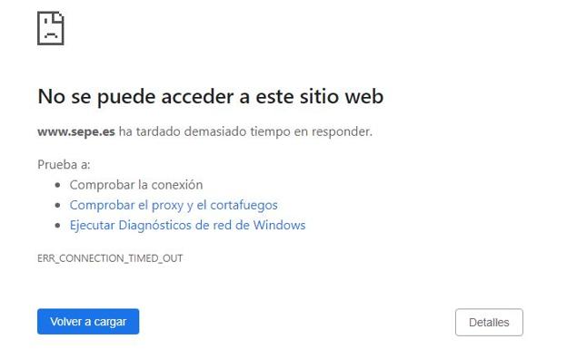 La web del SEPE, caída durante horas