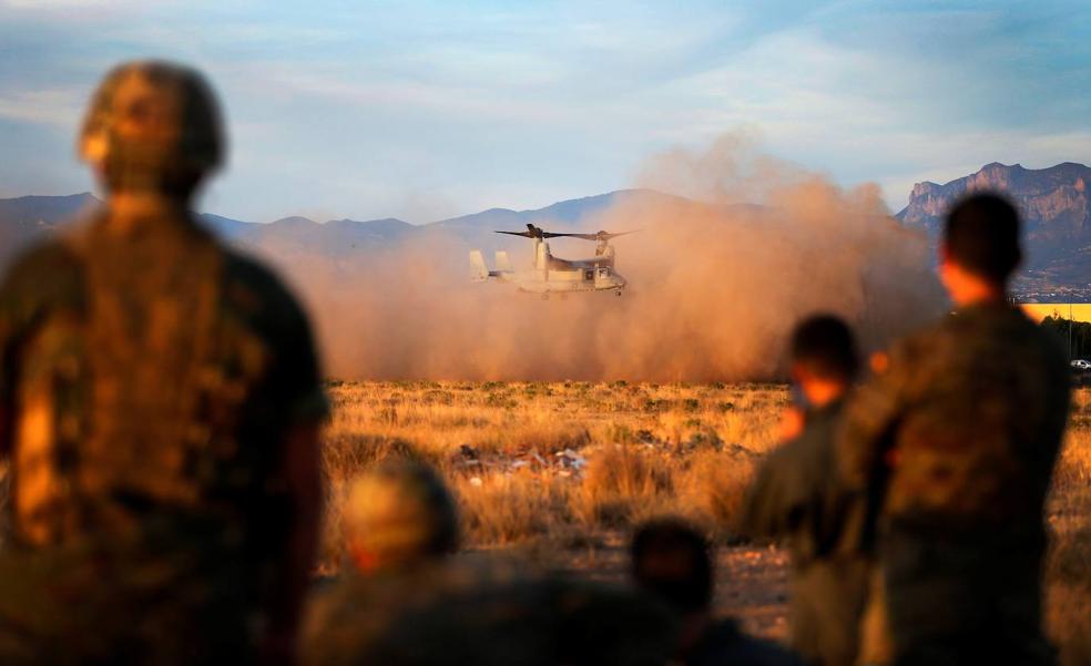 Marines norteamericanos y boinas verdes entrenan para la guerra en la base militar de Rabasa