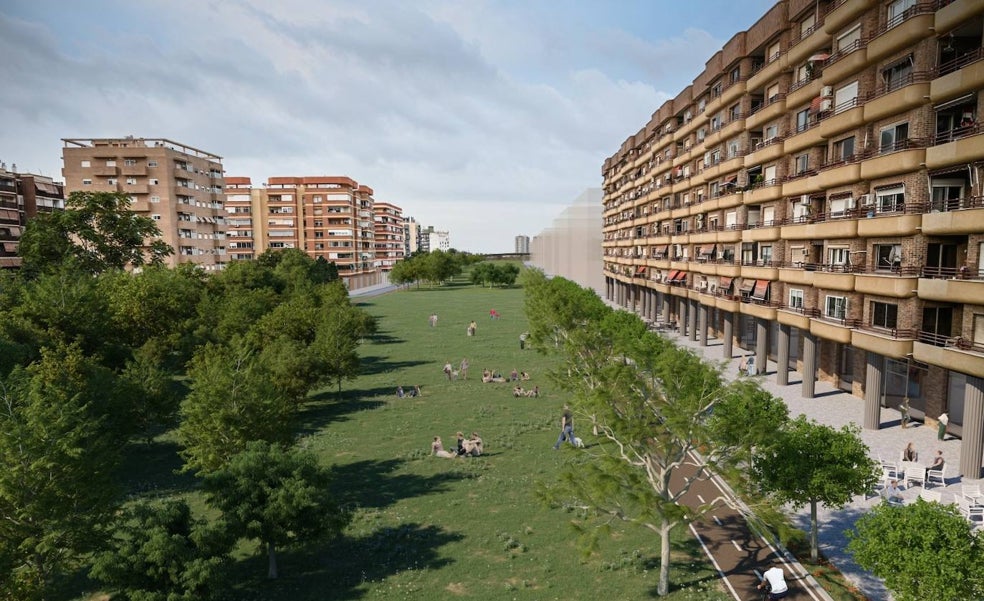 Un bulevar verde sustituirá la playa de vías entre Giorgeta y la ronda sur de Valencia
