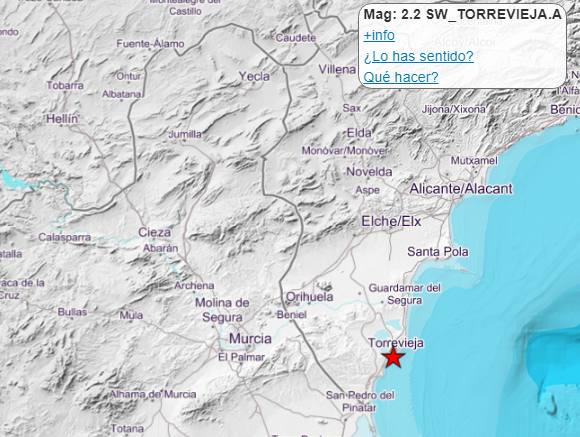 Torrevieja registra un terremoto de magnitud 2,2, el cuarto en menos de una semana