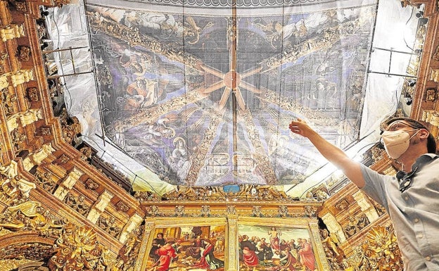 Envían muestras de la cúpula de los ángeles músicos de la Catedral de Valencia a un laboratorio de Miami