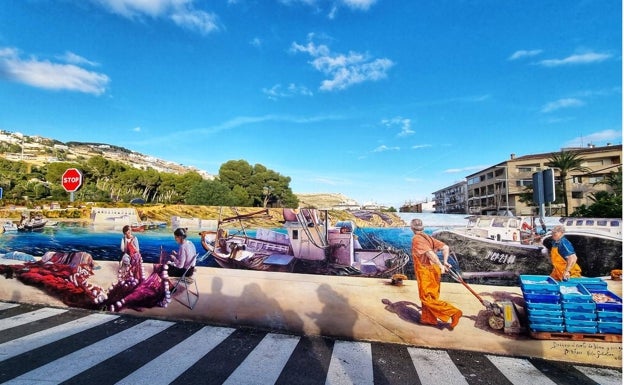 Un mural de Víctor Goikoetxea da la bienvenida al barrio de Duanes de Xàbia