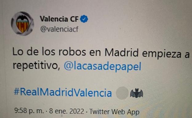 El Valencia estalla ante un nuevo robo en Madrid